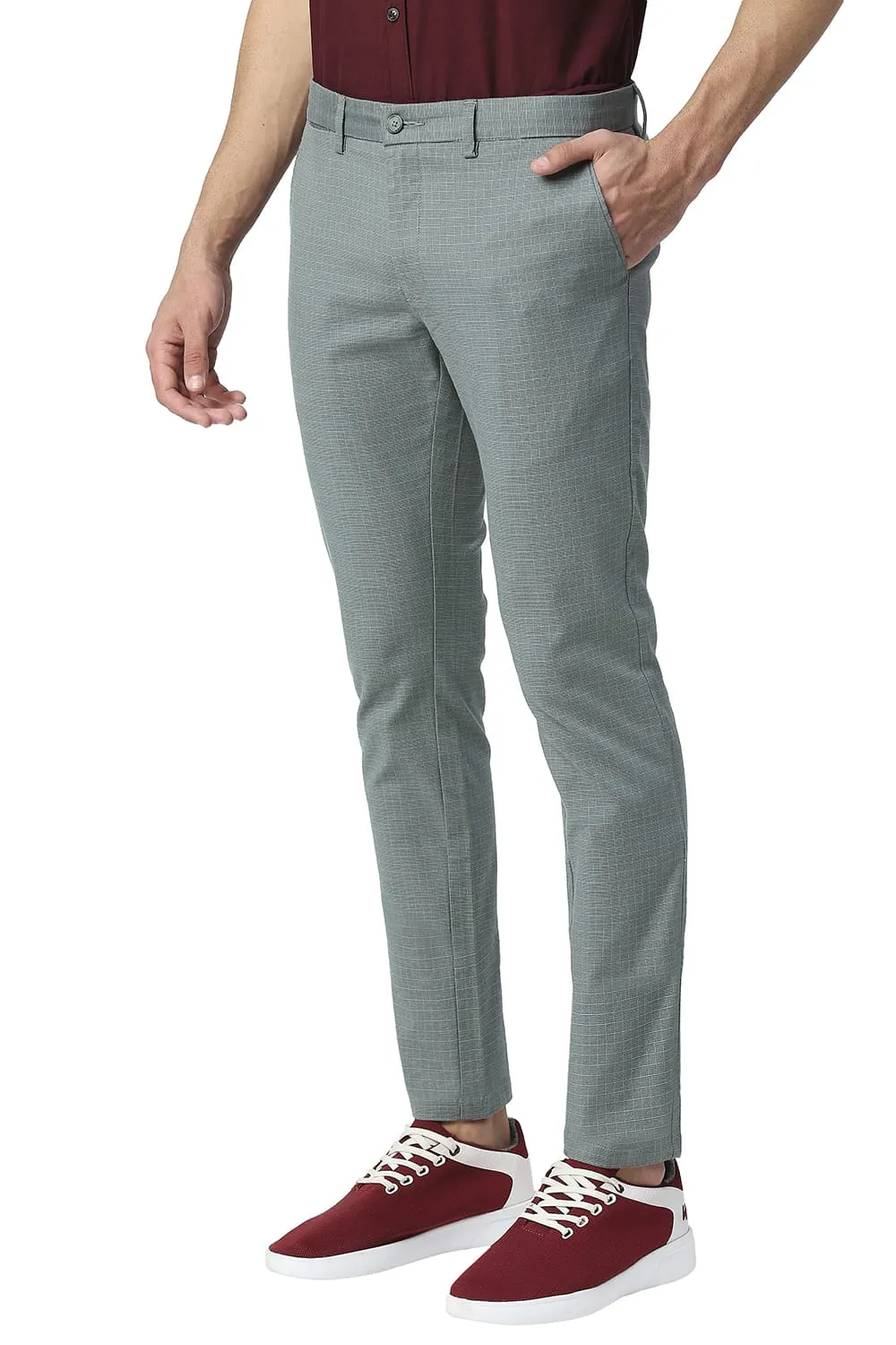 Skinny Fit Stretch Checks Trousers