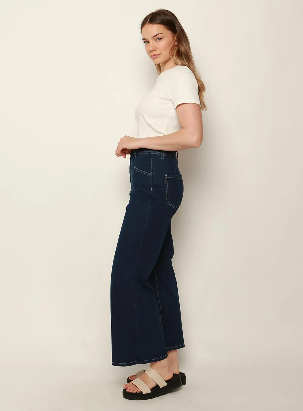 Stassy Wide Leg Pant-INDIGO