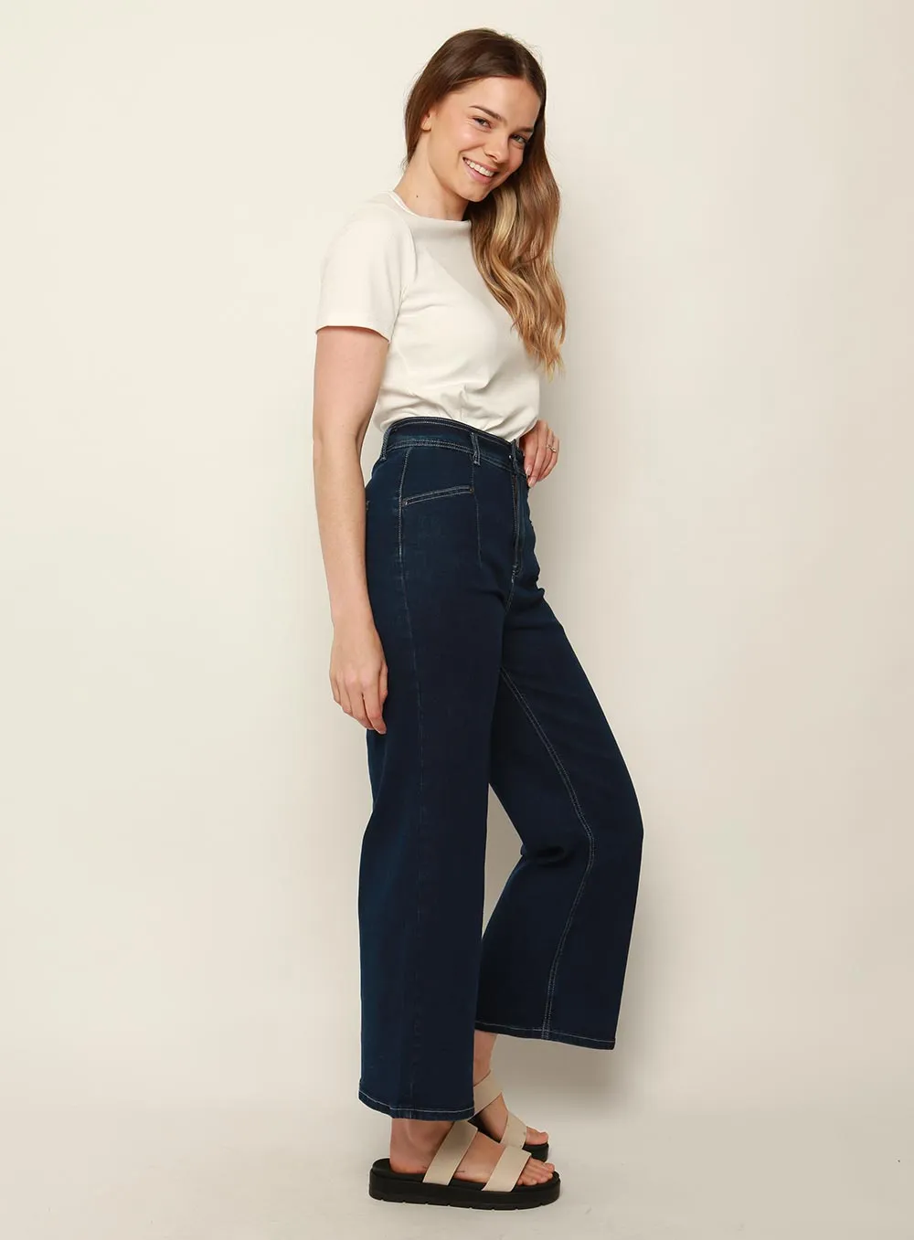 Stassy Wide Leg Pant-INDIGO