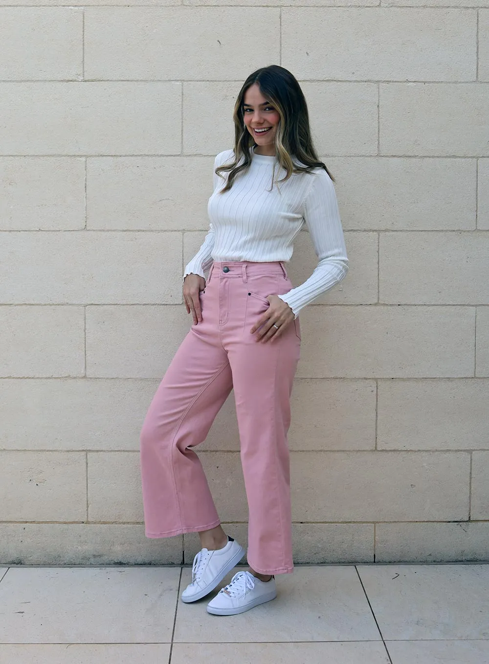 Stassy Wide Leg Pant-ROSEWATER