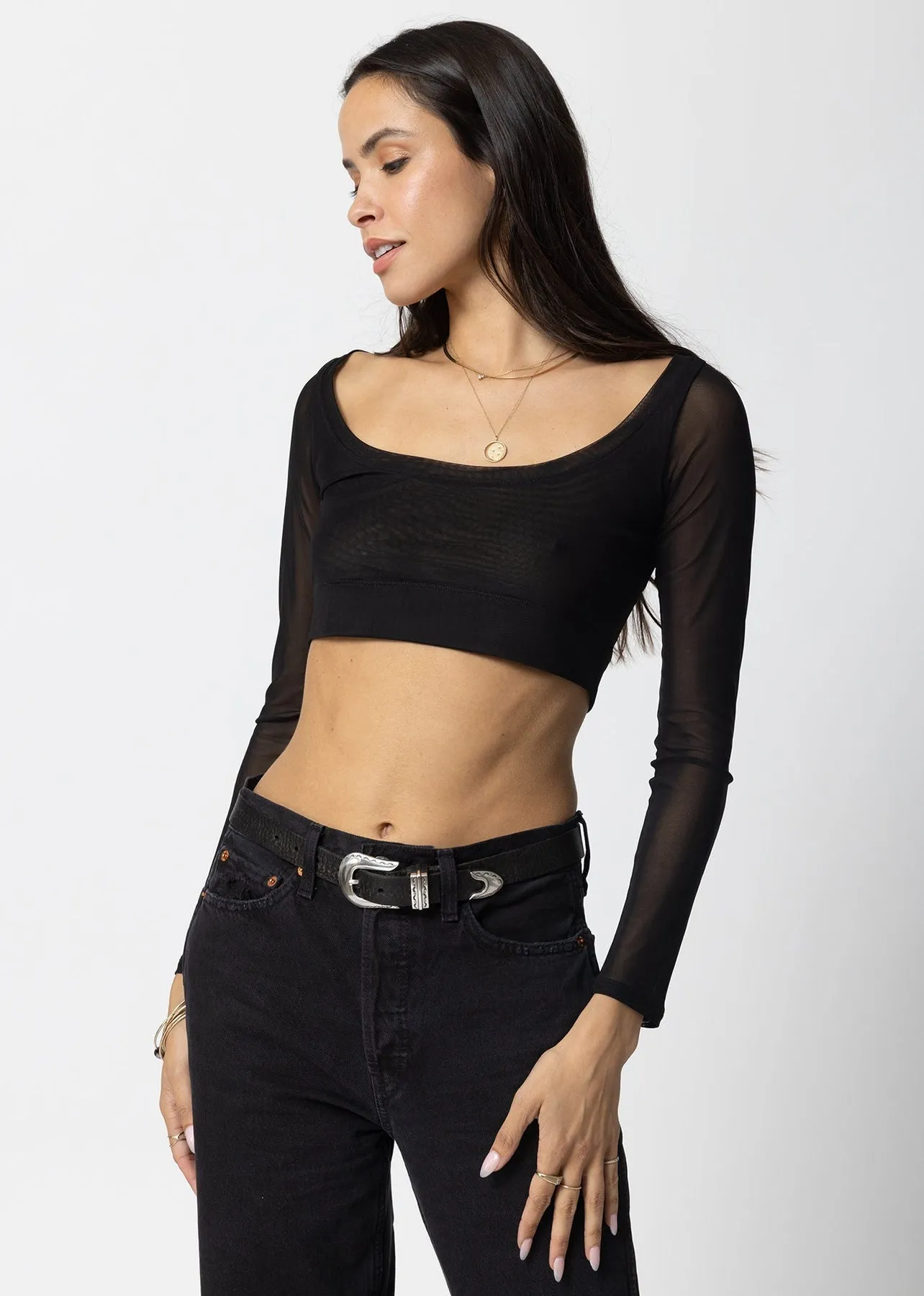 Stillwater Mesh Ventanas Top in Black