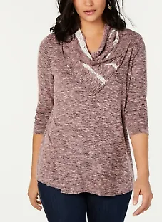 Style & Co Petite Cowl-Neck Top, Size PXL