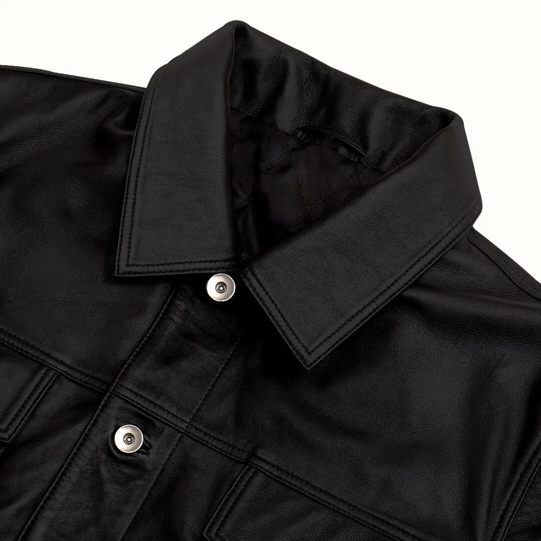 Supreme Black Leather Trucker Jacket