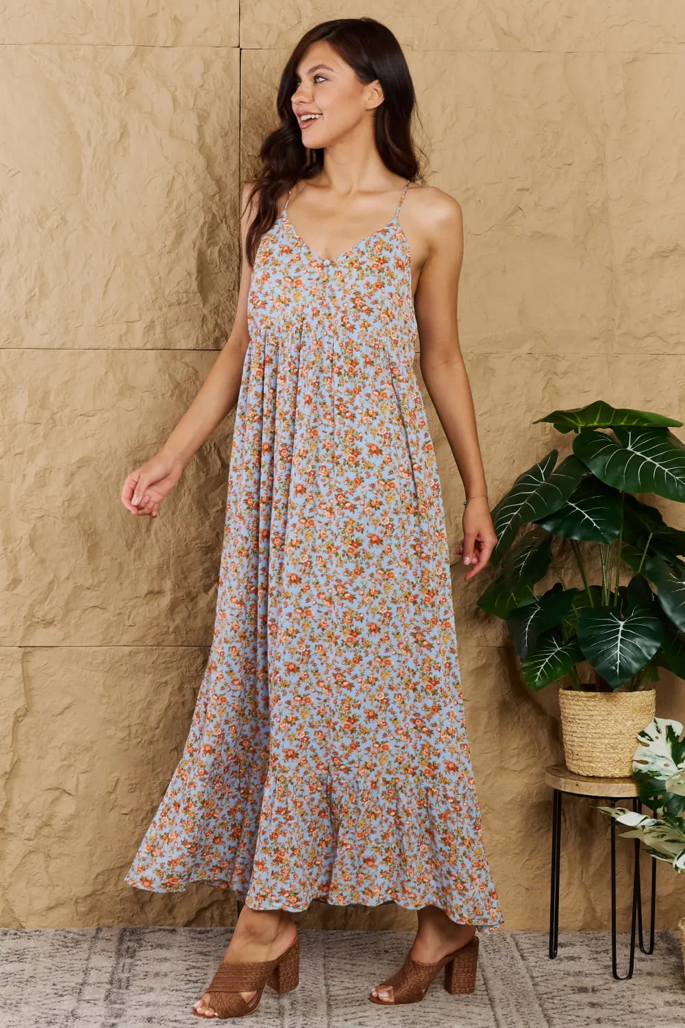 Take Your Chances Full Size Floral Halter Neck Maxi Dress