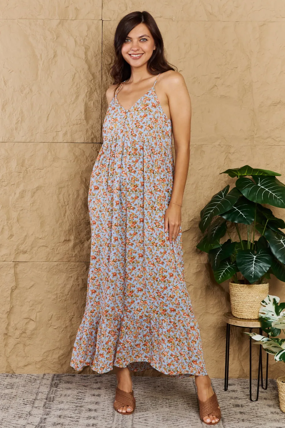 Take Your Chances Full Size Floral Halter Neck Maxi Dress