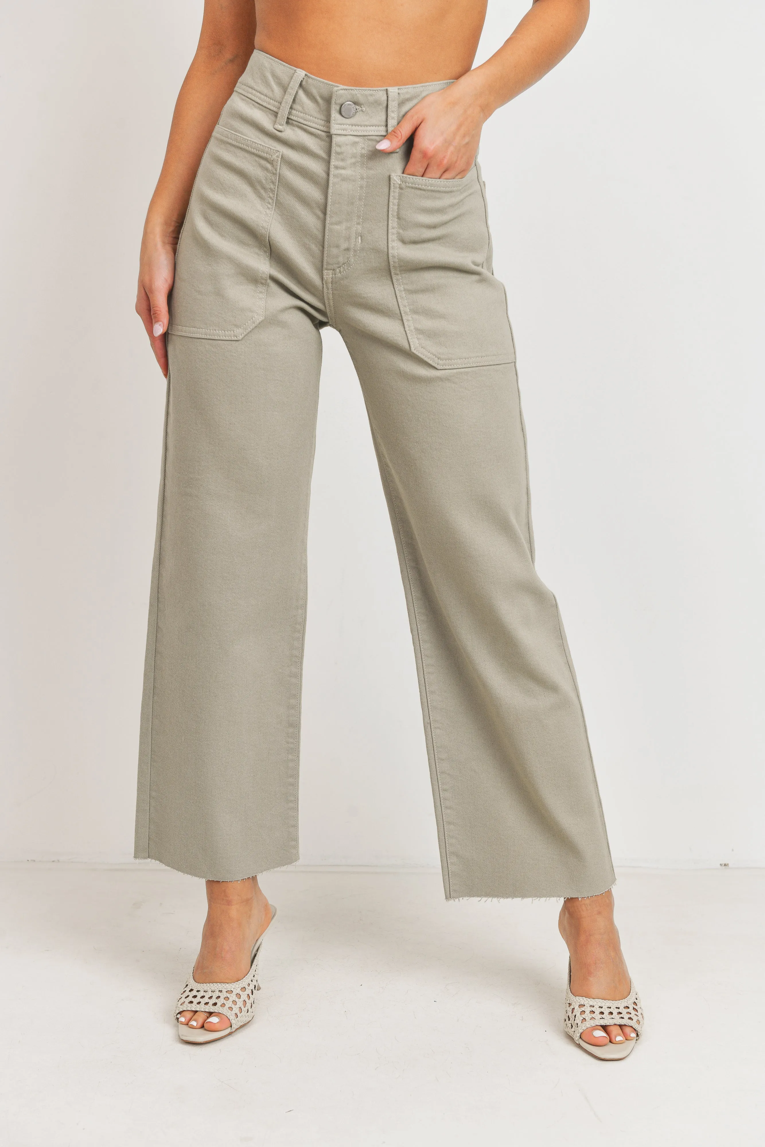 Taking Control Eucalyptus High Rise Utility Wide Leg Jean