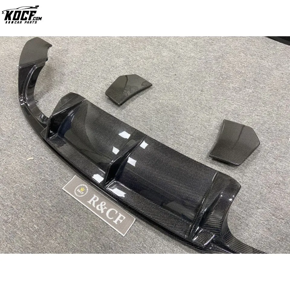 TTRS MK3 Carbon Fiber Rear Bumper Lip Diffuser with Side Splitter Spats Panel For Audi 2015-19