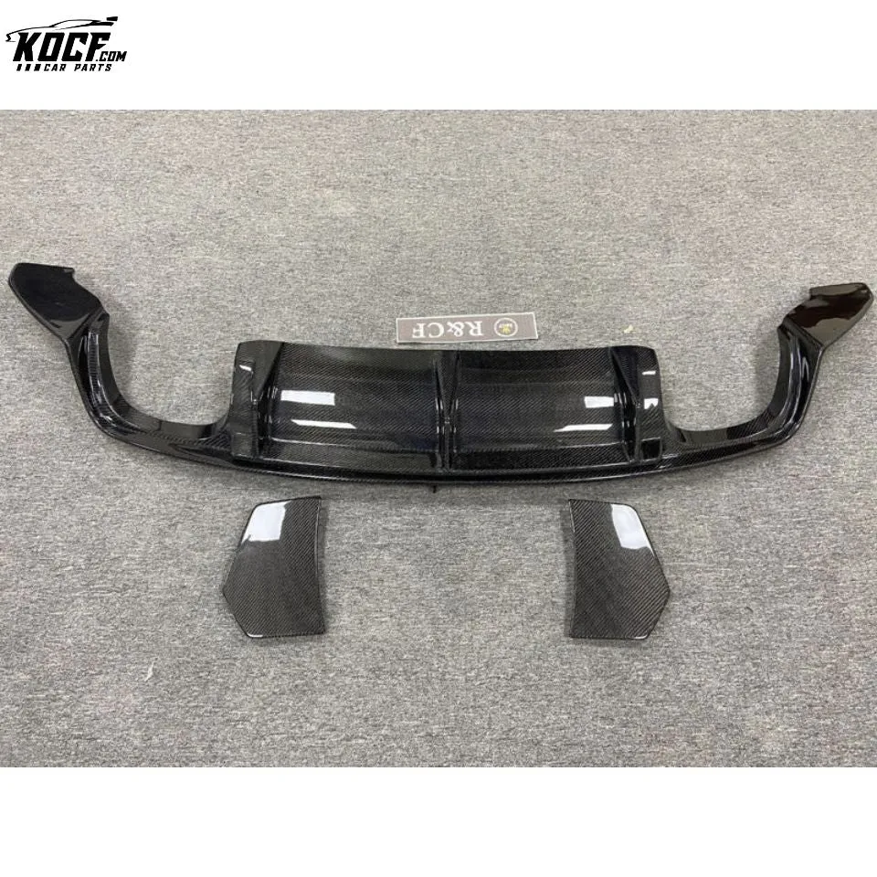 TTRS MK3 Carbon Fiber Rear Bumper Lip Diffuser with Side Splitter Spats Panel For Audi 2015-19