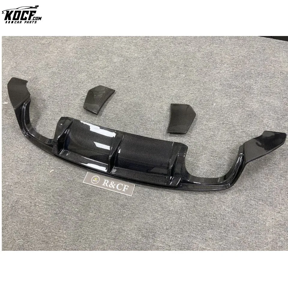 TTRS MK3 Carbon Fiber Rear Bumper Lip Diffuser with Side Splitter Spats Panel For Audi 2015-19