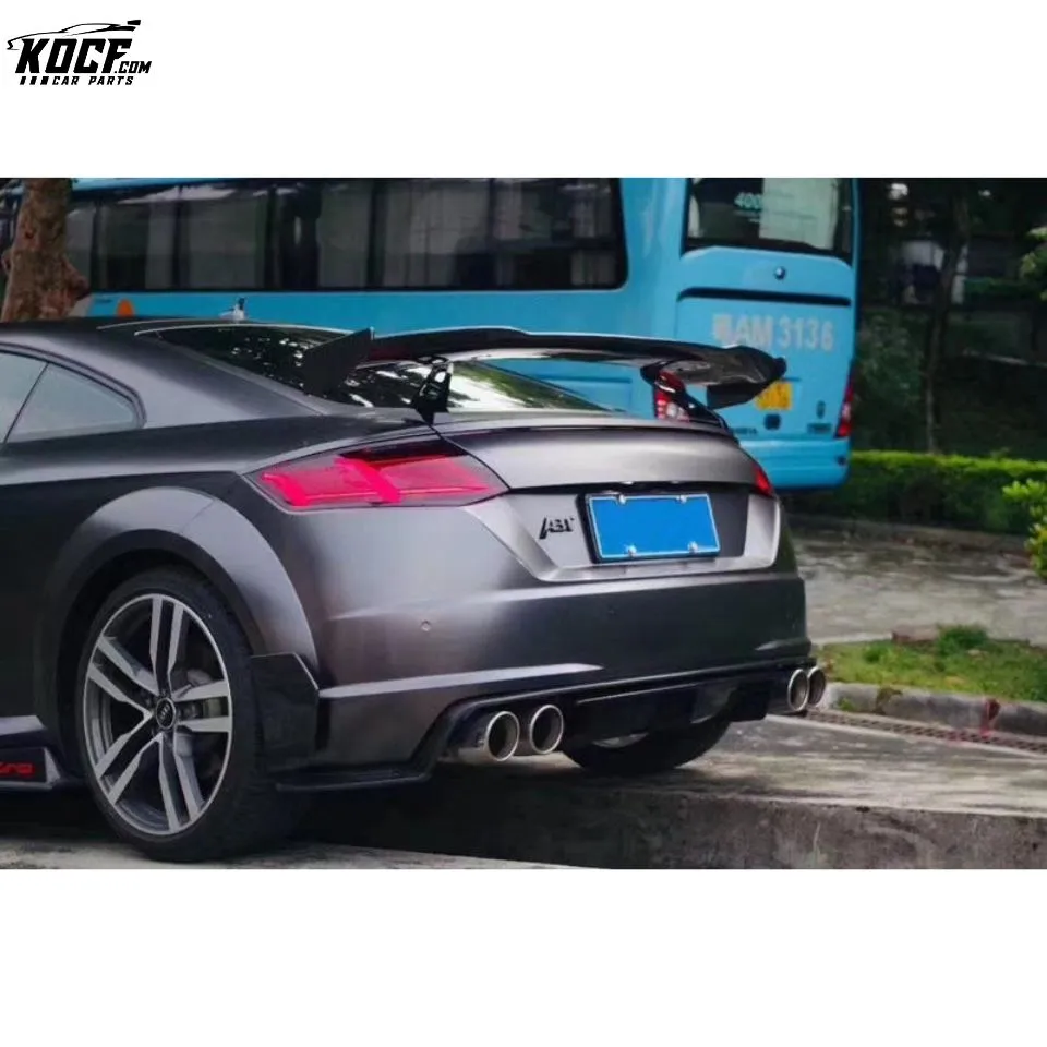 TTRS MK3 Carbon Fiber Rear Bumper Lip Diffuser with Side Splitter Spats Panel For Audi 2015-19