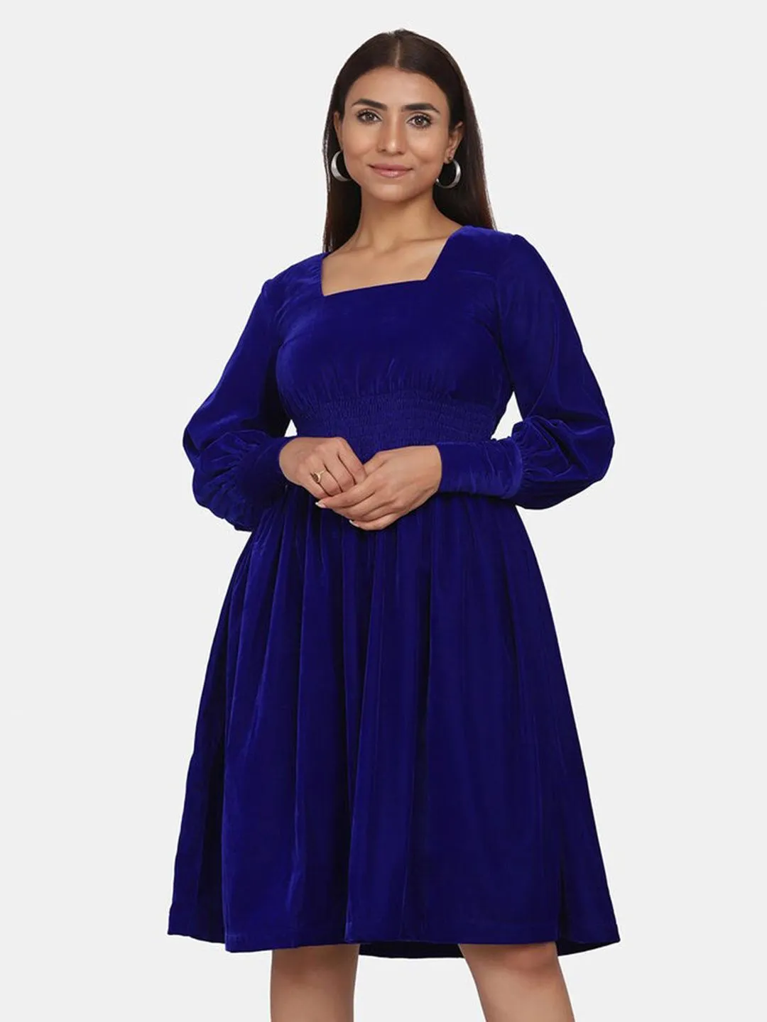 Velvet Evening Dress for Women - Royal Blue