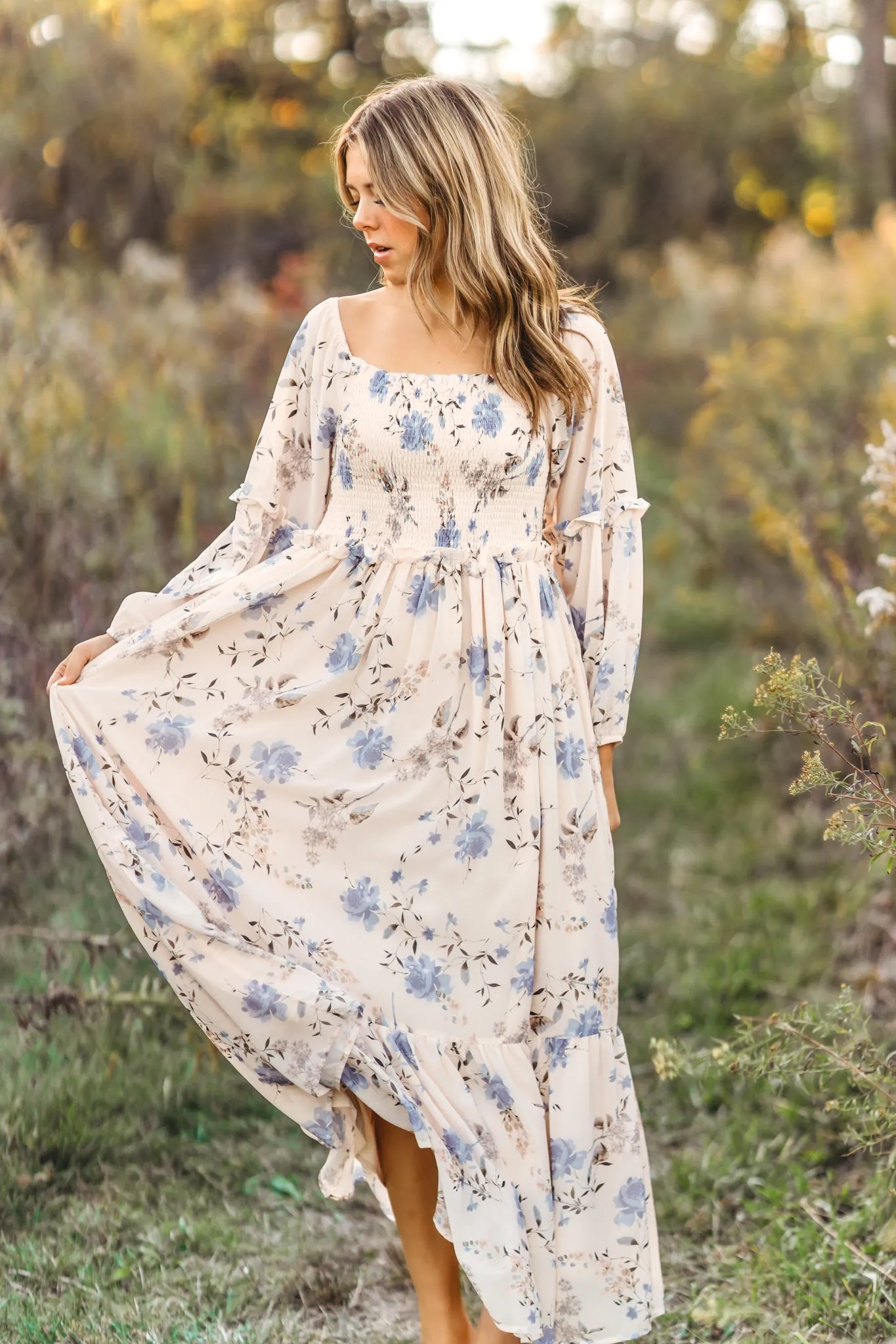 Women's Pippa Maxi (floral blue chiffon)