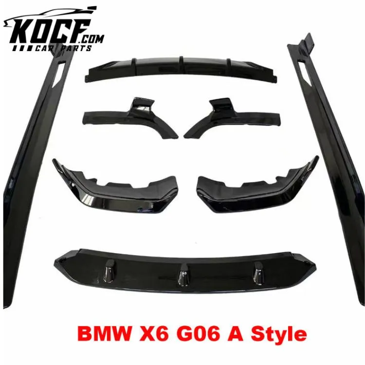 X6 A Style Body Kits Fit For X6 G06 Gloss Black Kits For BMW X6 ABS Material Front Bumper Lip Rear Diffuser Side Skirts 2019 