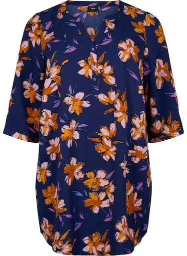 Zizzi Anni Peacoat Flower Tunic